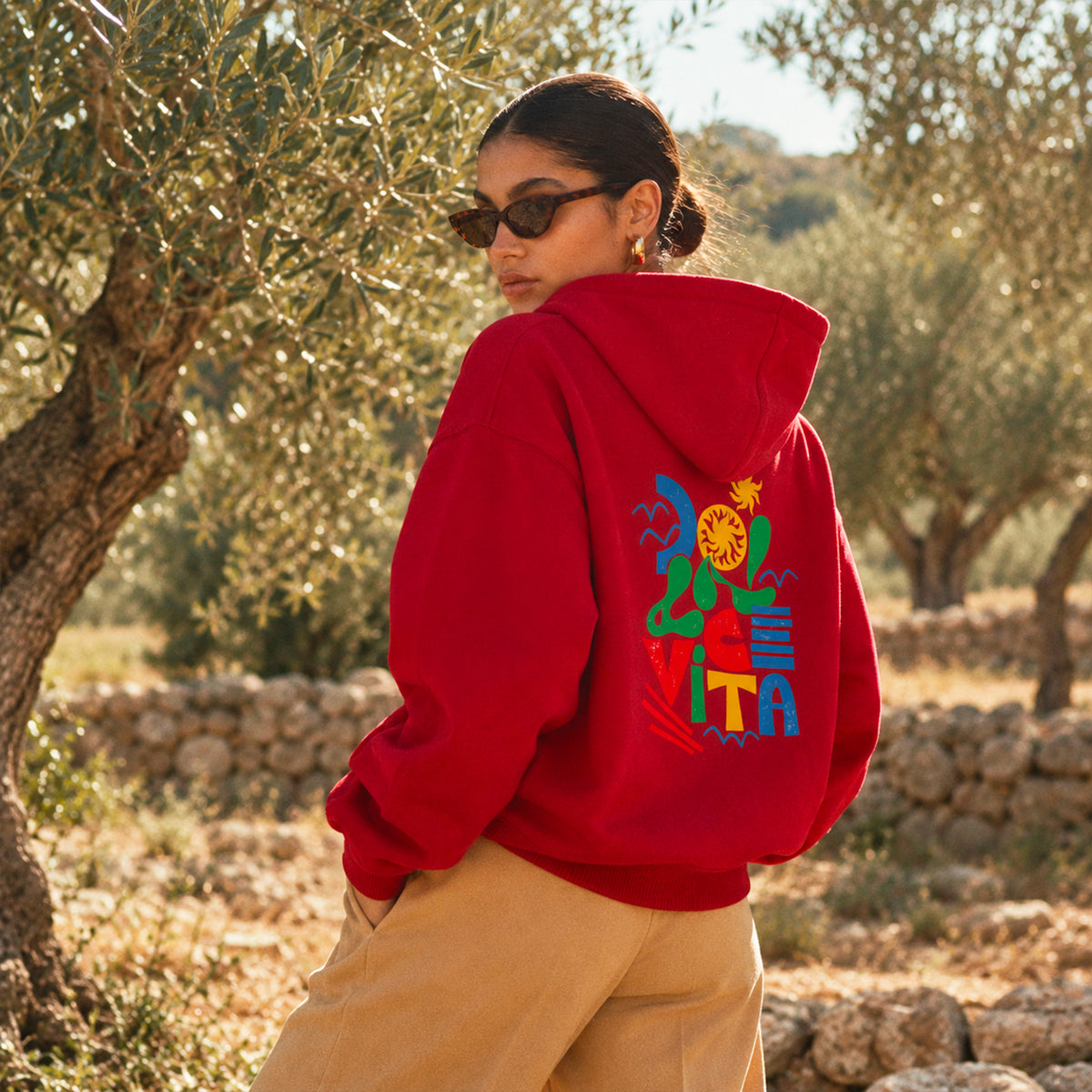 Hoodie rouge Dolce vita colorée