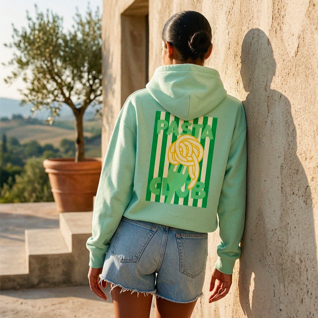 Sweat a capuche Pasta Club avec motif pates au dos