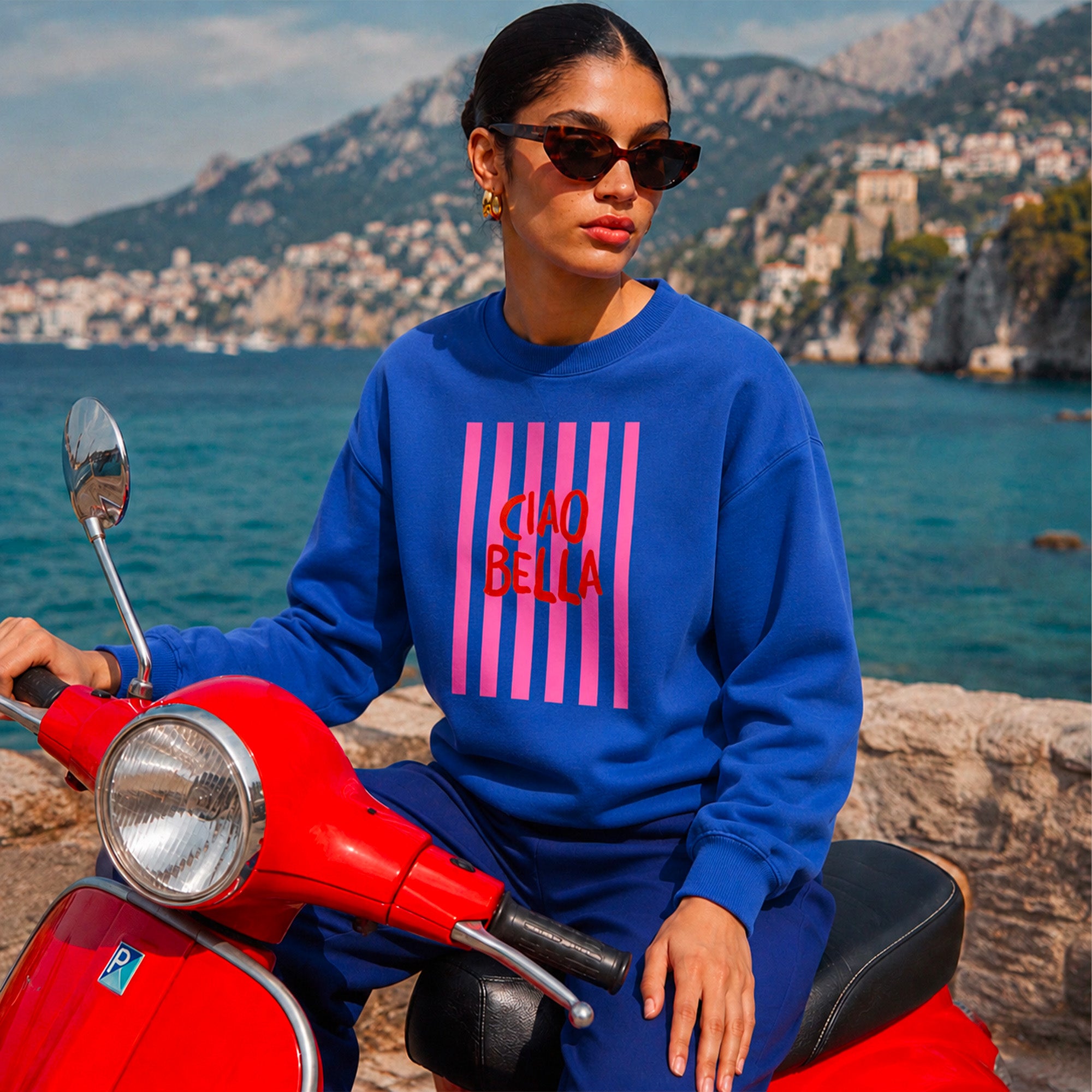 Sweat bleu Ciao Bella