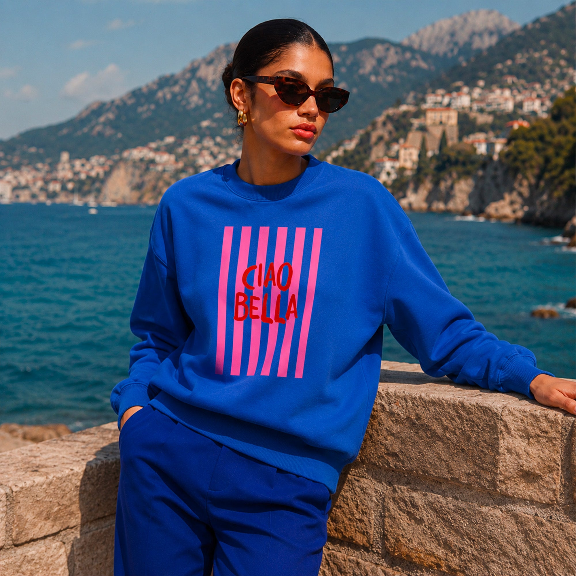 Sweat bleu Ciao Bella