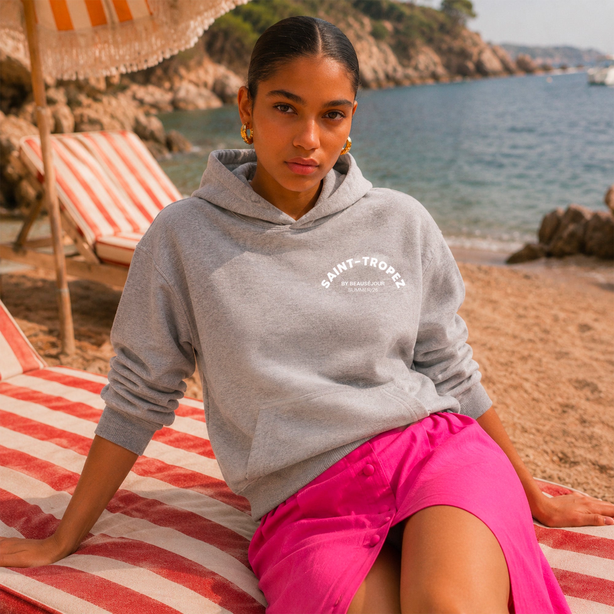 Hoodie gris Saint-Tropez Femme