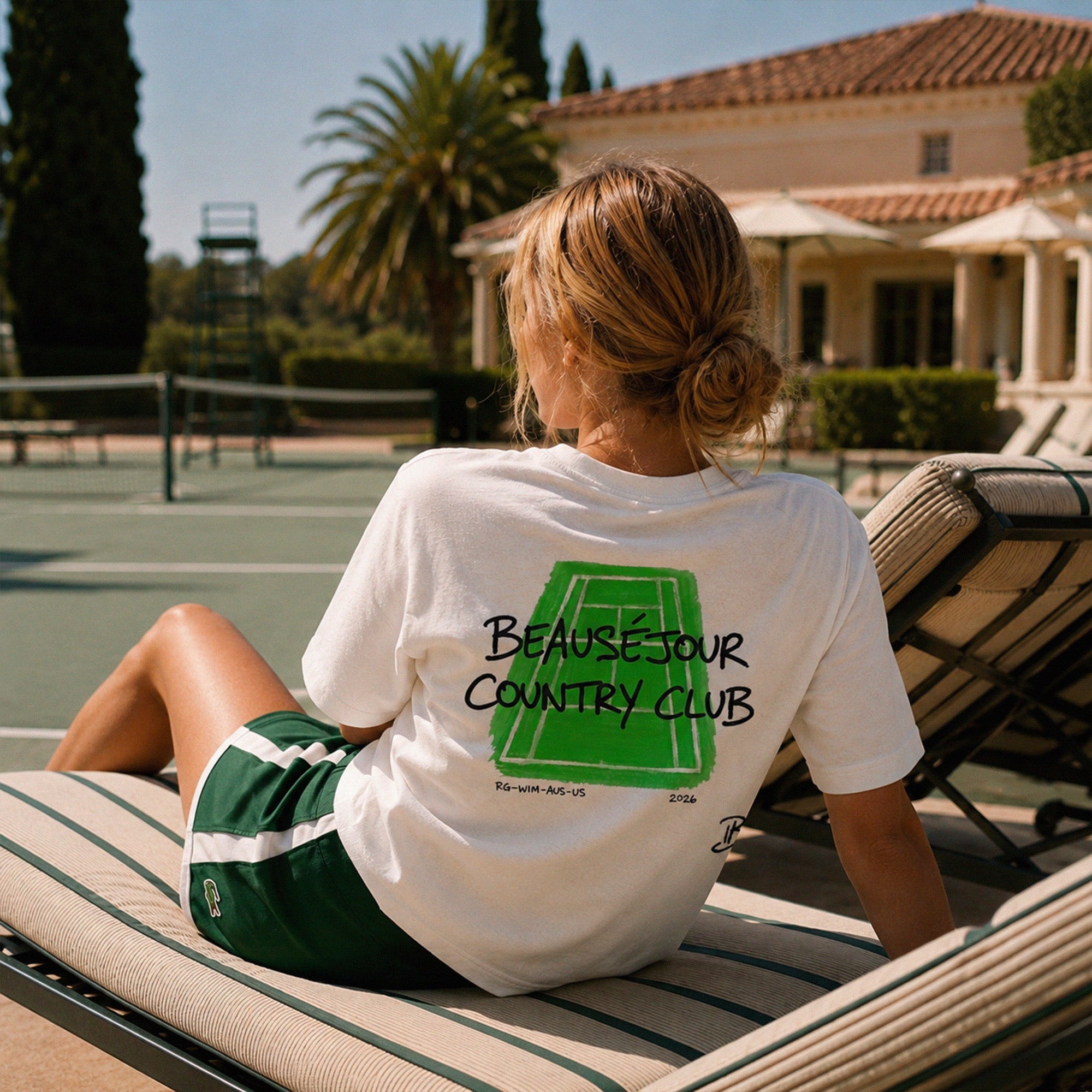 T-shirt Beauséjour country club® femme coloris blanc, vue de dos, jersey simple 180 grammes.