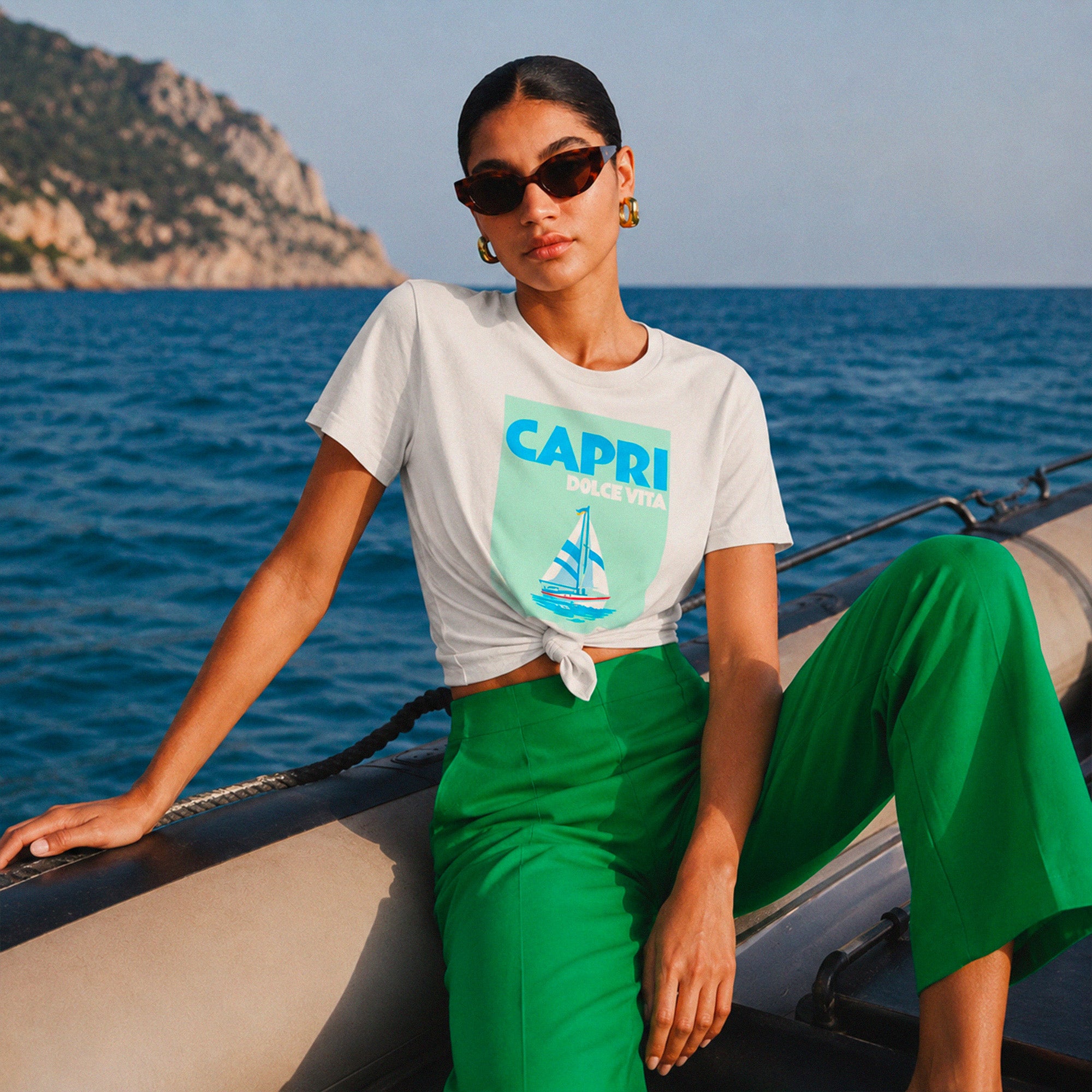 Tshirt blanc femme inspire de Capri et de la Riviera italienne