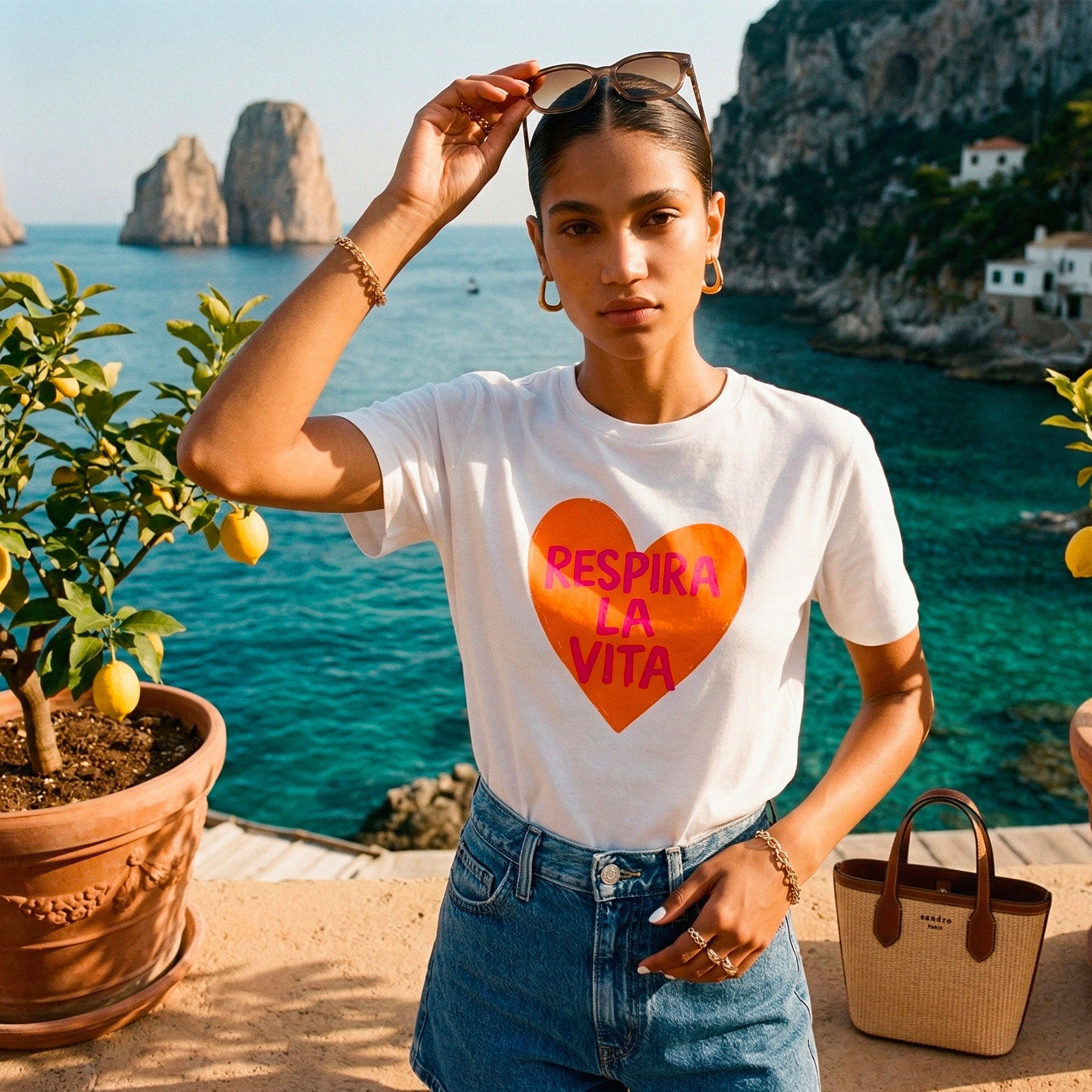 Tshirt femme inspiration dolce vita italienne en coton biologique