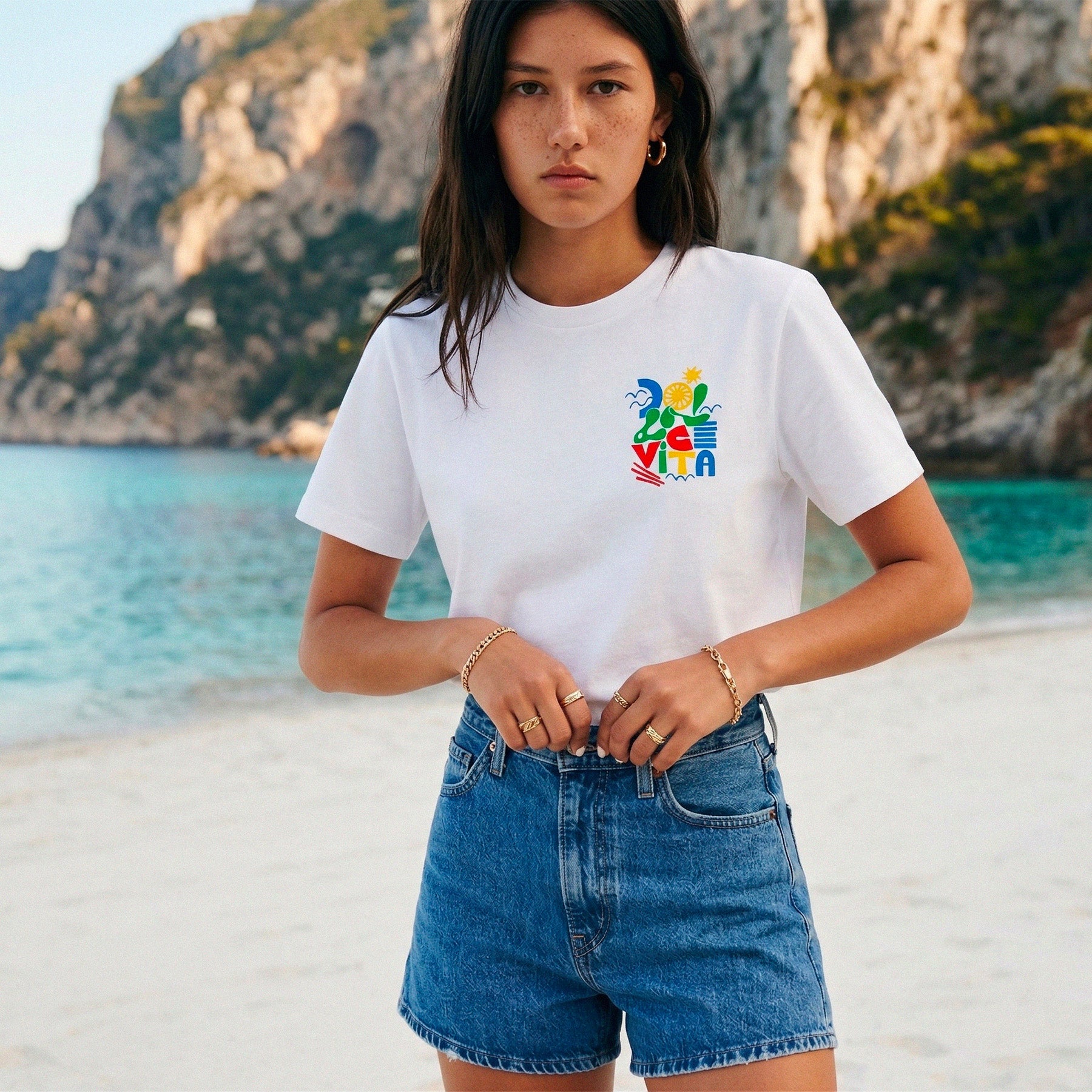 Tshirt femme Dolce Vita ambiance mediterraneenne au coucher du soleil