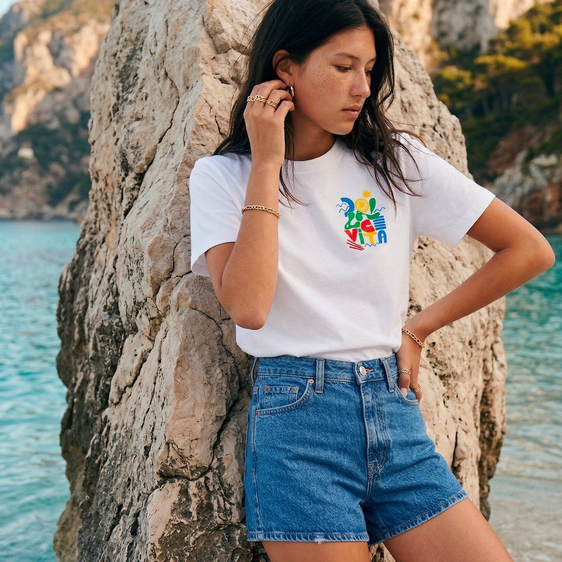 Tshirt femme Dolce Vita ambiance mediterraneenne au coucher du soleil