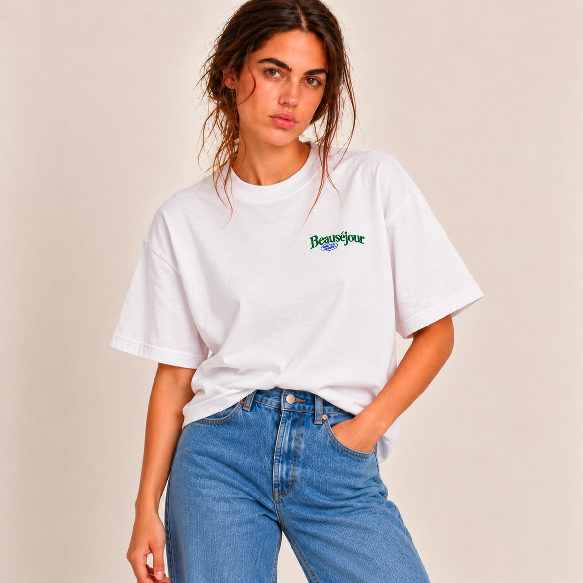 T-shirt boxy tampon